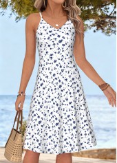 White Ditsy Floral Print Tummy Coverage Dress and Cardigan | thumb picture 