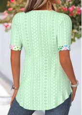 Green Ditsy Floral Print Fake Two Piece Twinset | thumb picture 