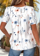 White Ditsy Floral Print Tuck Stitch T Shirt | thumb picture 