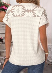 Beige Tummy Coverage Short Sleeve Split Neck Blouse | thumb picture 