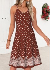 Brick Red Tribal Print Two-piece Strappy Dress and Cardigan | thumb picture 