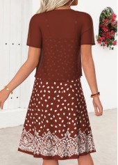 Brick Red Tribal Print Two-piece Strappy Dress and Cardigan | thumb picture 