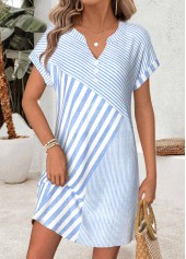 Light Blue Geometric Print Short Tummy Coverage Dress