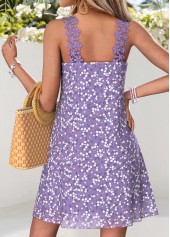 Light Purple Ditsy Floral Print Short Layered Sleeveless Dress | thumb picture 