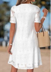White Fake 2in1 Short Sleeve V Neck Dress | thumb picture 