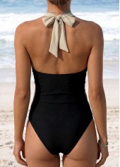 Light Coffee Patchwork One Piece Swimwear | thumb picture 