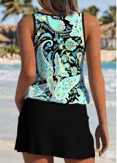 Black Mid Waisted Patchwork Paisley Print Tankini Set | thumb picture 
