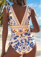 Multi Color Mid Waisted Lace Up Tankini Set | thumb picture 