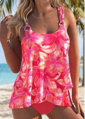 Coral Mid Waisted Two-piece Floral Print Tankini Set | thumb picture 