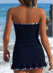 Black Mid Waisted Two-piece Striped Tankini Set | thumb picture 