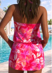 Hot Pink High Waisted Fake 2in1 Tankini Set | thumb picture 