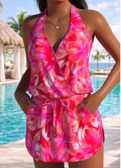 Hot Pink High Waisted Fake 2in1 Tankini Set | thumb picture 