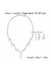 Silver Color Rhinestone Earrings and Necklace | thumb picture 