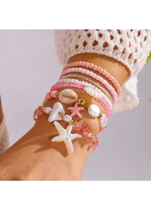 Pink Color Shell Alloy Detail Bracelets