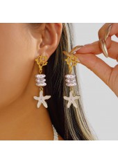 Beige Alloy Pearl Starfish Design Earrings