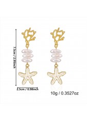 Beige Alloy Pearl Starfish Design Earrings | thumb picture 