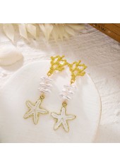 Beige Alloy Pearl Starfish Design Earrings | thumb picture 