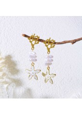Beige Alloy Pearl Starfish Design Earrings | thumb picture 