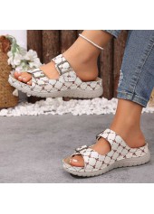 Beige Geometric Print Round Toe Falt Sandals | thumb picture 