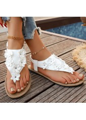 White Floral Toe Post Falt Sandals | thumb picture 