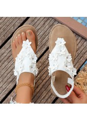 White Floral Toe Post Falt Sandals | thumb picture 