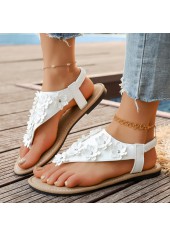 White Floral Toe Post Falt Sandals | thumb picture 