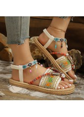 Light Camel Tribal Print Toe Post Falt | thumb picture 