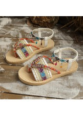 Light Camel Tribal Print Toe Post Falt | thumb picture 