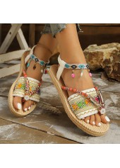 Light Camel Tribal Print Toe Post Falt | thumb picture 