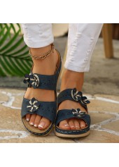 Navy Color Round Toe Falt Sandals