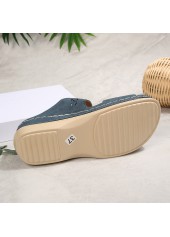 Navy Color Round Toe Falt Sandals | thumb picture 