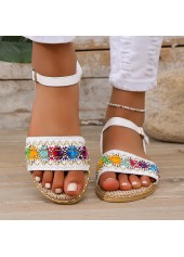 White Tribal Print Round Toe Falt Sandals | thumb picture 