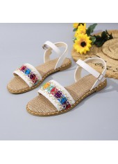 White Tribal Print Round Toe Falt Sandals | thumb picture 