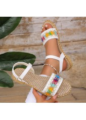 White Tribal Print Round Toe Falt Sandals | thumb picture 