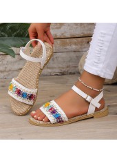 White Tribal Print Round Toe Falt Sandals | thumb picture 