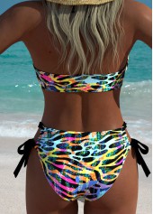 Multi Color Mid Waisted Lace Up Leopard Bikini Set | thumb picture 