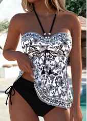 Royal Blue Mid Waisted Lace Up Tankini Set