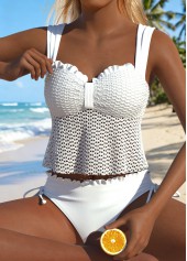 White Mid Waisted Frill Tankini Set | thumb picture 