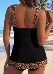 Black Mid Waisted Two-piece Leopard Tankini Set | thumb picture 