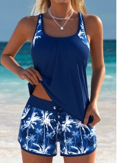Dark Blue Mid Waisted Pocket Tankini Set