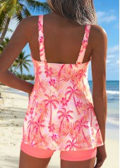 Peach Red Mid Waisted Lace Up Tankini Set | thumb picture 