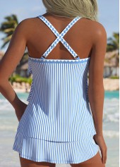 Blue Mid Waisted Striped Tankini Set | thumb picture 