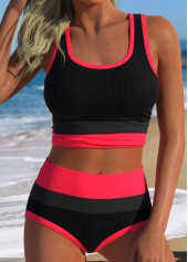 Black High Waisted Layered Bikini Set