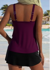 Dark Reddish Purple Heart Collar Tankini Top-No Bottom | thumb picture 
