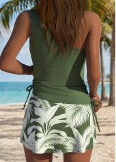Sage Green Mid Waisted Leaf Print Tankini Set | thumb picture 