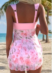 Pink Mid Waisted Floral Print Tankini Set | thumb picture 