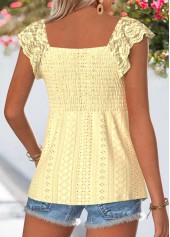 Yellow Bowknot Short Sleeve Square Neck Blouse | thumb picture 