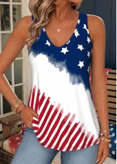 American Flag Blue Sleeveless V Neck Tank Top | thumb picture 