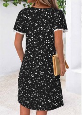 Black Ditsy Floral Print Short Tuck Stitch Dress | thumb picture 