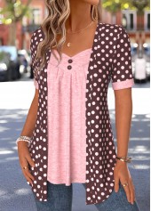 Dark Coffee Polka Dot Fake Two Piece Twinset | thumb picture 